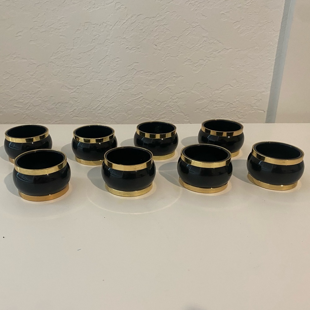 Black and Gold Decorative Napkin Rings - Set of 8